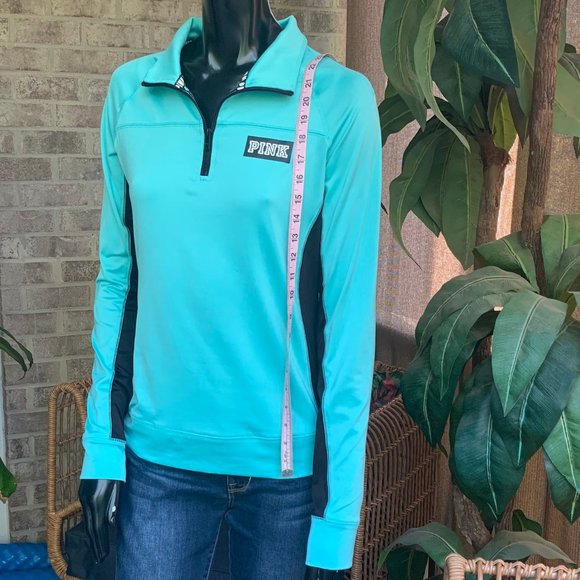 PINK Victoria's Secret Ultimate Zippered V-Neck Long Sleeve Pull Over Top - Picture 9 of 13